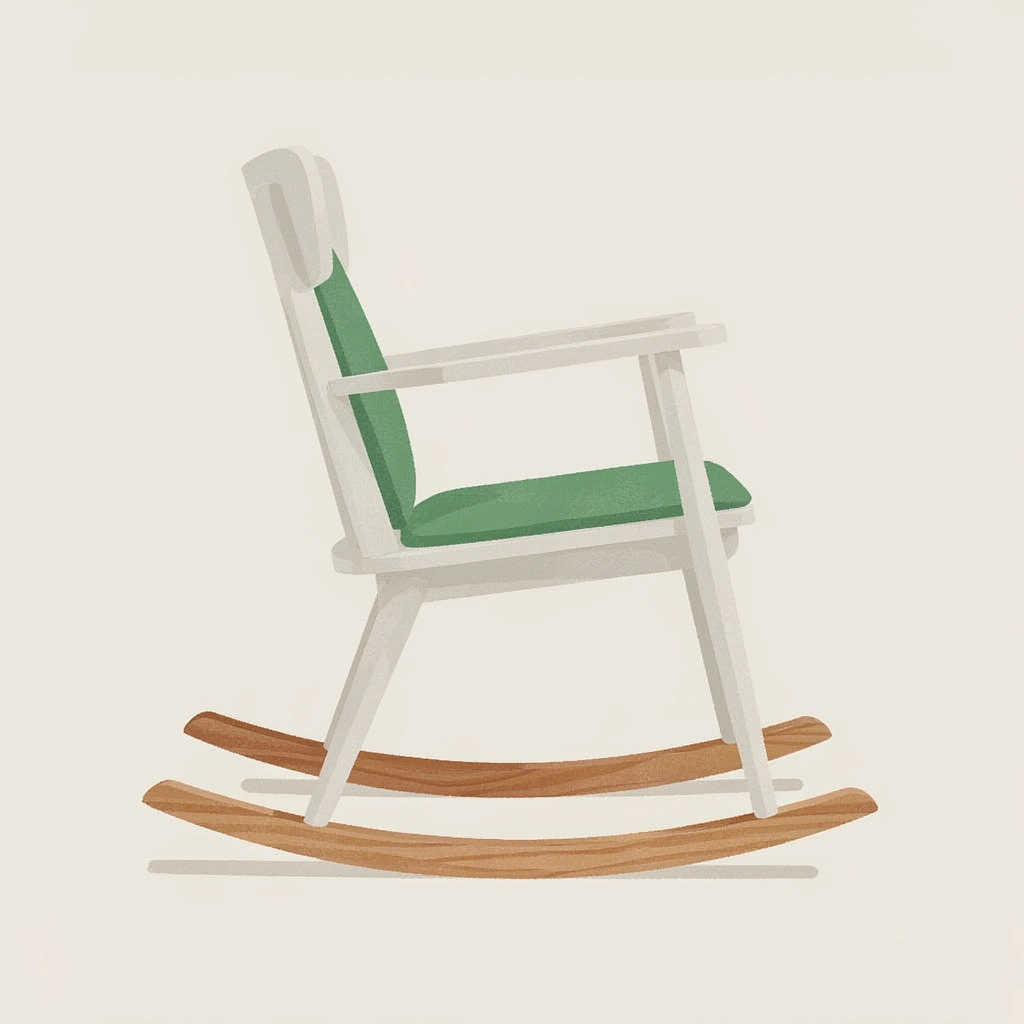 Rocking-chair d’allaitement Rocky blanc à bascule, patins en bois naturel