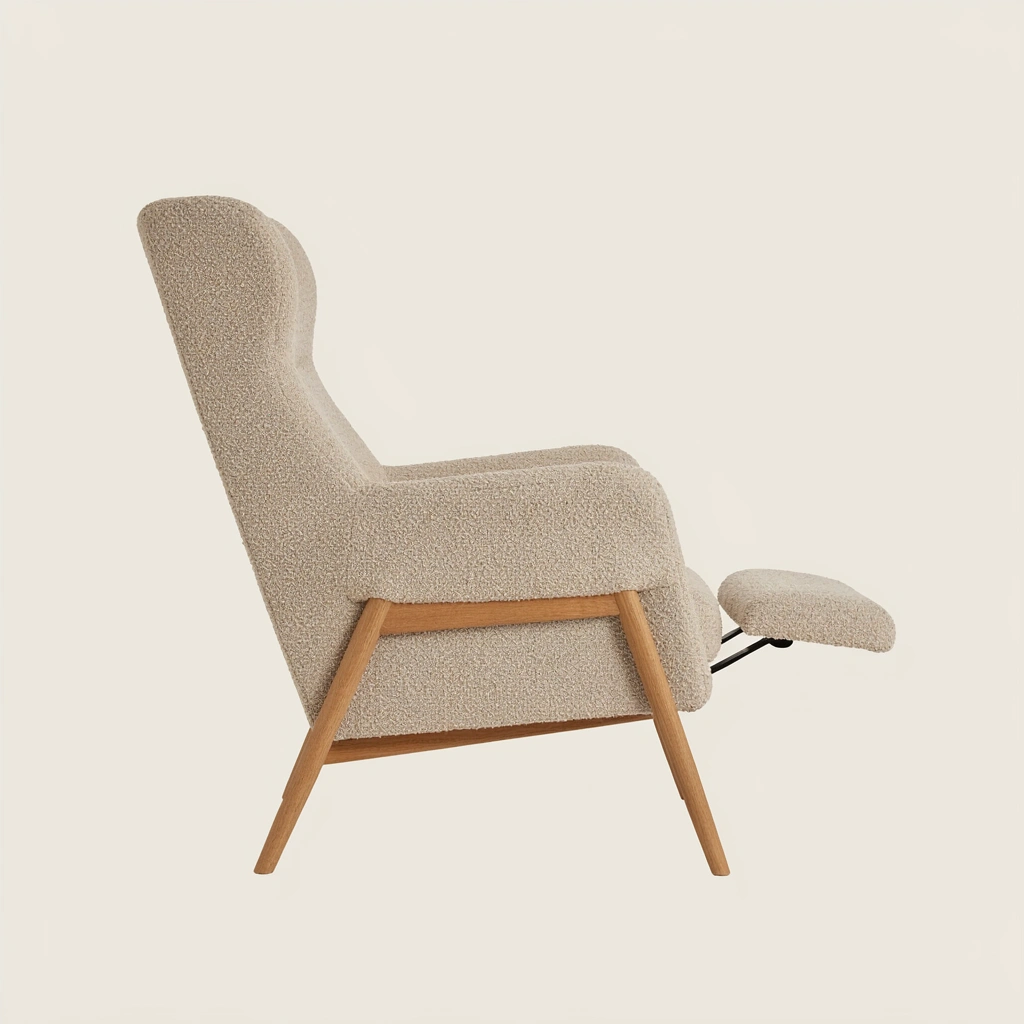 Fauteuil d’allaitement inclinable Softy beige avec repose-pieds intégré