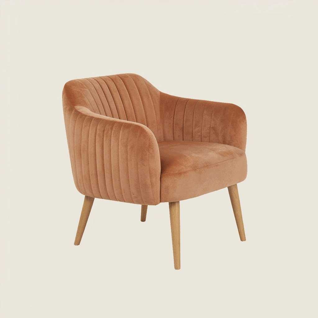 Fauteuil d’allaitement Becca en velours côtelé beige avec patins en bois